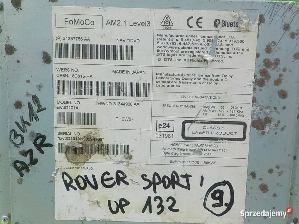 RANGE ROVER SPORT I LIFT 30 D 12r 5D radio CD