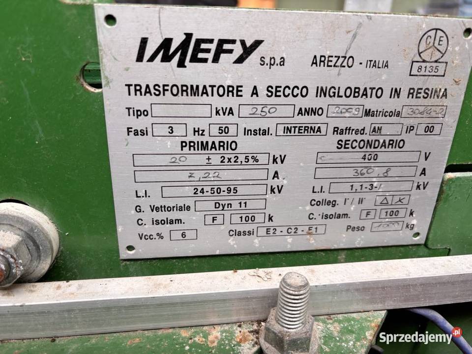 Transformator IMEFY suchy żywiczny 250kVA Kowary
