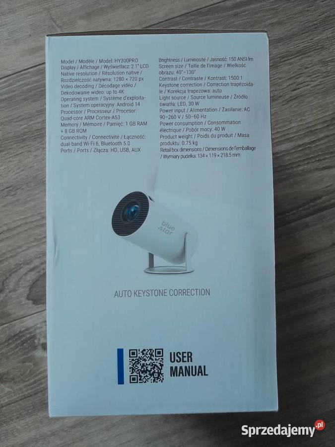 Projektor 4K HY300 Smart WiFi Android biały sprzedam
