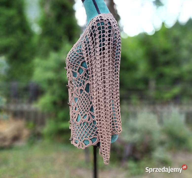Brązowy kardigan ażurowy boho bohemian etno Szczecin