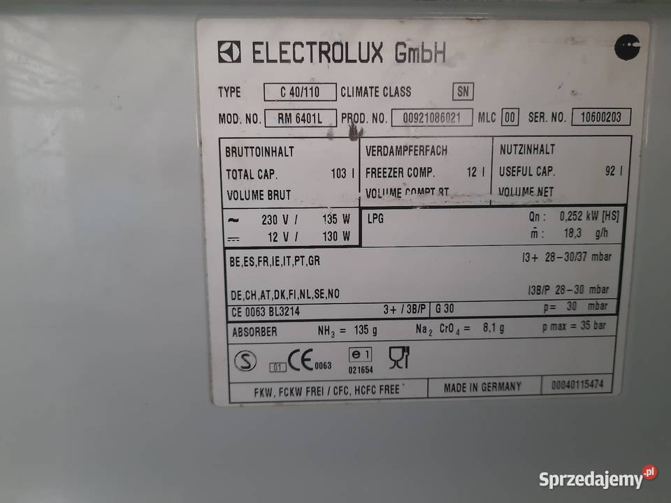 Lodówka ELECTROLUX do przyczepy kempingowej Skokowa sprzedam
