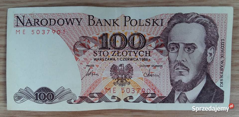 Banknot 100 z PRLu z Ludwikiem Waryńskim Numizmatyka Gliwice