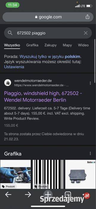 Nowa Szyba Piaggio Beverly 125 N80