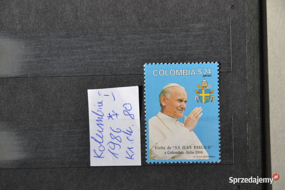 Znaczki Papież Jan Paweł II Kolumbia I Ks Filatelistyka Sobótka