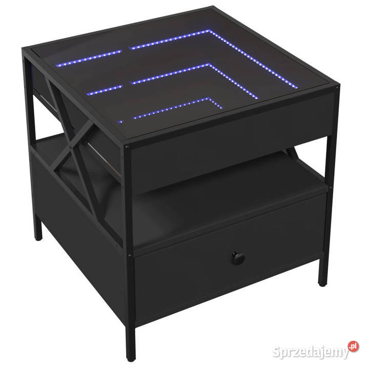 Stolik kawowy z LED Infinity czarny 50x50x51 mazowieckie Warszawa