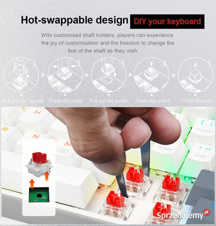 Klawiatura gamingowa 60 RGB NOWAmix kolor przewodowa śląskie Bielsko-Biała