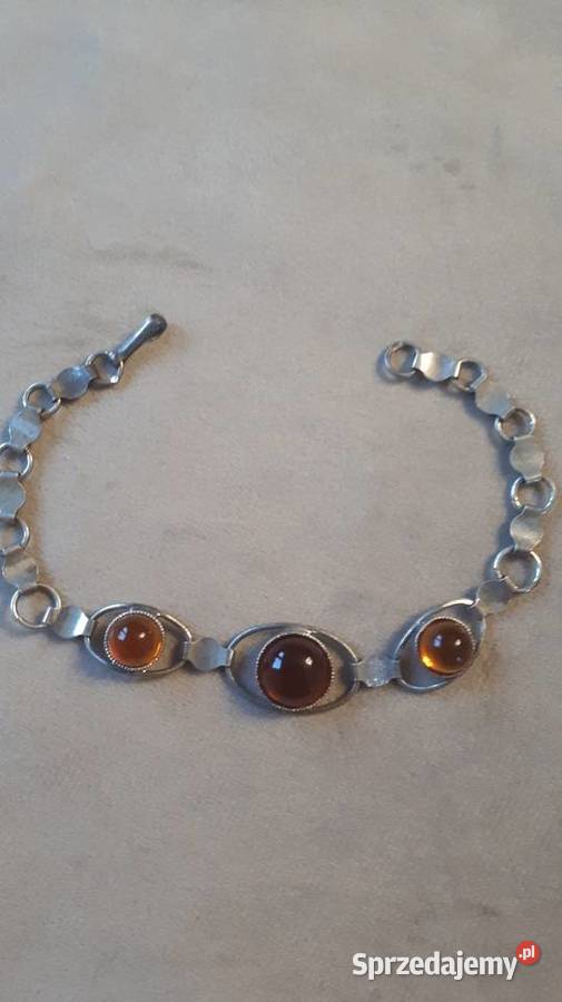 bransoletka srebrna z bursztynami Radom