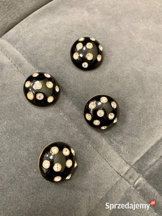 Nowe guziki kryształy Swarovski czarne złote Nisko