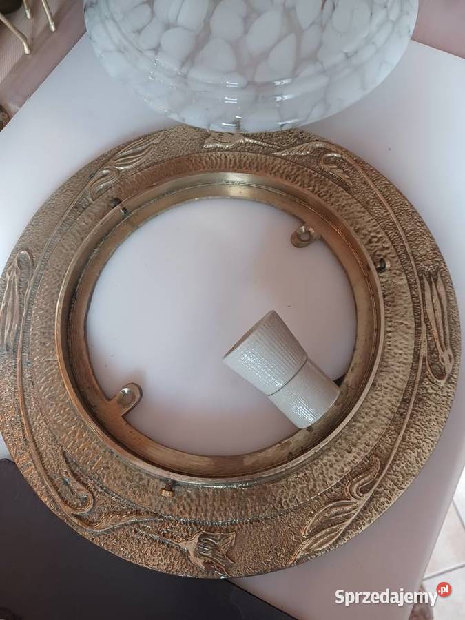 Plafon Lampa mosiądz szkło Poznań
