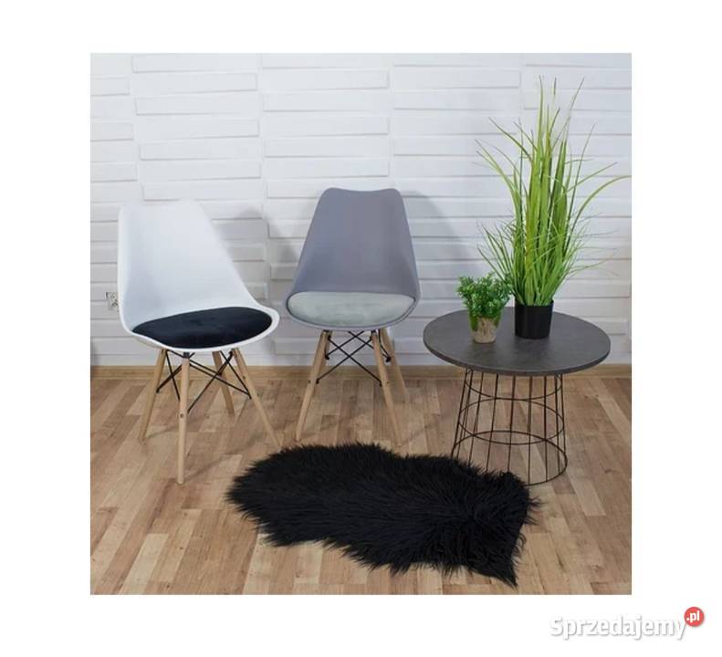 Nowoczesne krzesło drewniane nogi welurowa poduszka