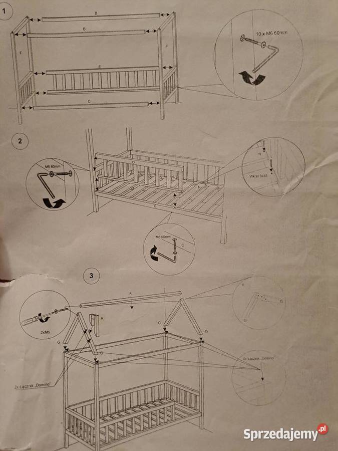 Dębowe łóżko domek dziecięce 160 x 80 wielkopolskie Poznań