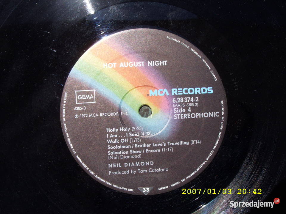 Winyl LP Rock NEIL DIAMONDHOT AUGUST MCA REC 2 Wołów