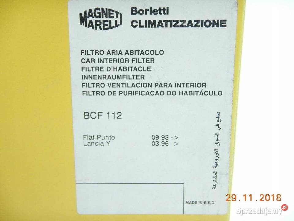 FILTR KABINOWY FIAT PUNTO LANCIA Y BCF112 Motoryzacja sprzedam