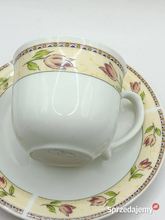 Filiżanka ze spodkiem porcelana pastelowe Filiżanki i spodki lubelskie Zamość