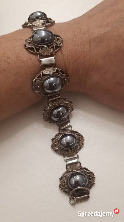 Bransoleta srebrna z hematytem Radom