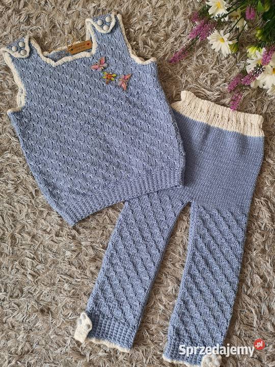 Komplet dziewczęcy Handmade na drutach NOWY mazowieckie Otrębusy sprzedam