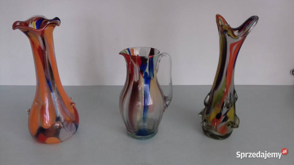 Wazon flakon z PRL szkło barwione wielokolorowy Rzeszów