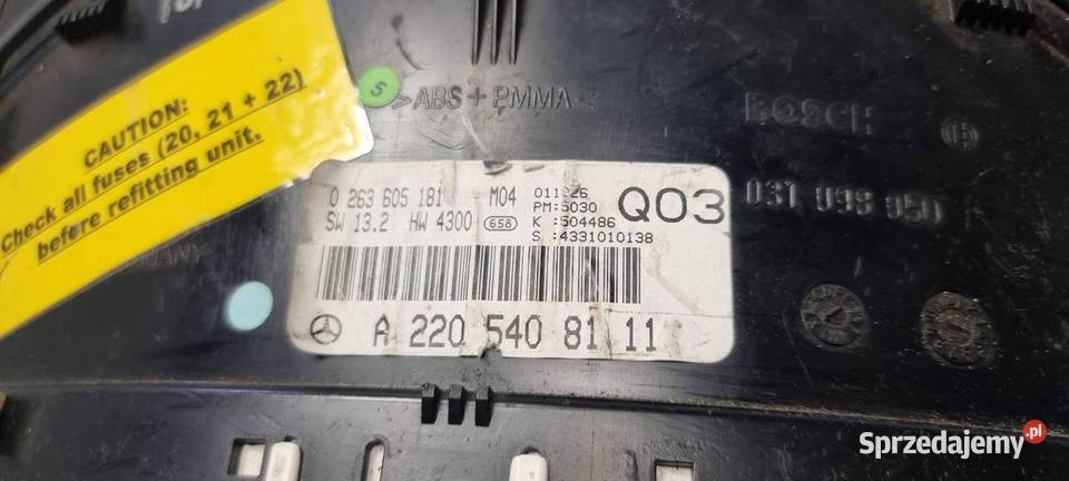 LICZNIK ZEGAR MERCEDES W215 A2205408111 kujawsko-pomorskie Lipno