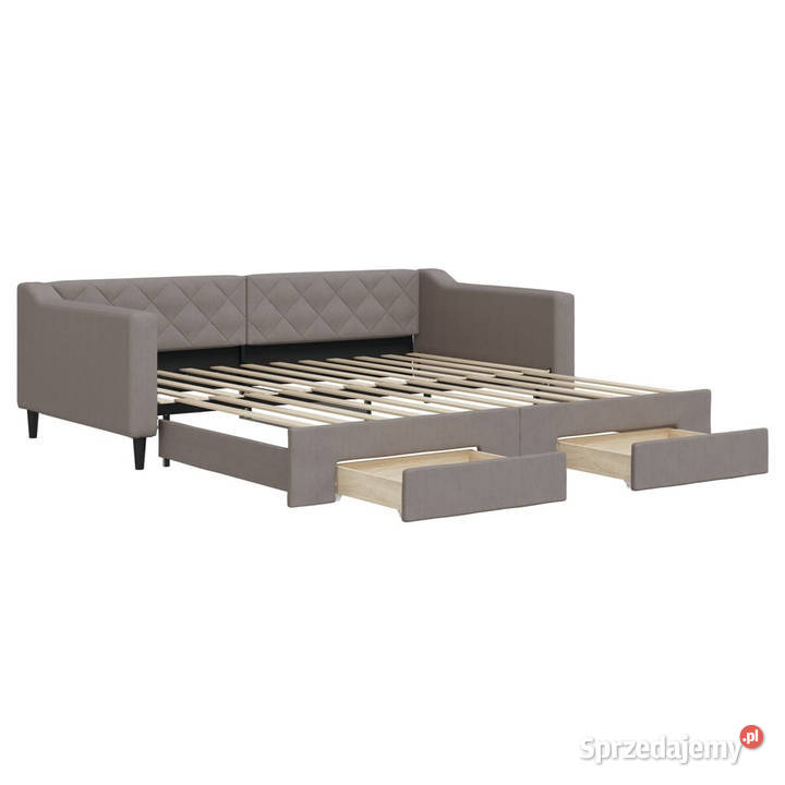 Sofa rozsuwana z szufladami taupe tkanina Łóżka Warszawa sprzedam