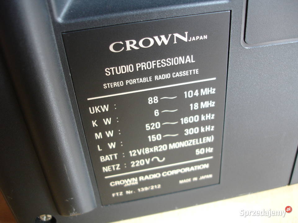 Radiomagnetofon CROWN STUDIO PROFESSIONAL Zielona Góra sprzedam