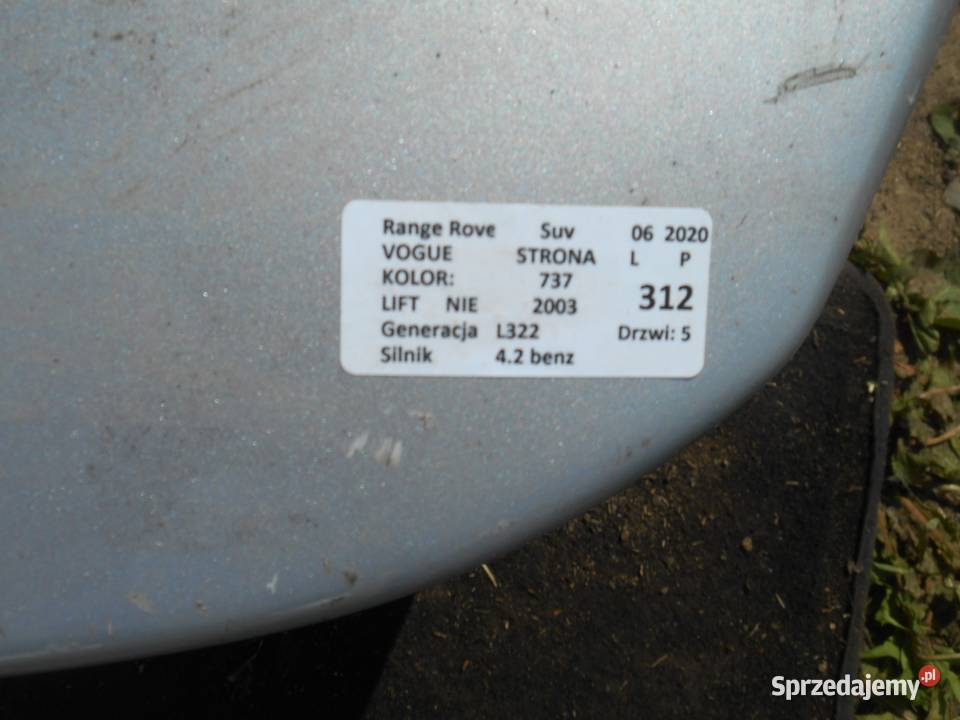 RANGE ROVER VOGUE L322 737 ZDERZAK TYŁ LPG PDC osobowe Zbierkowo