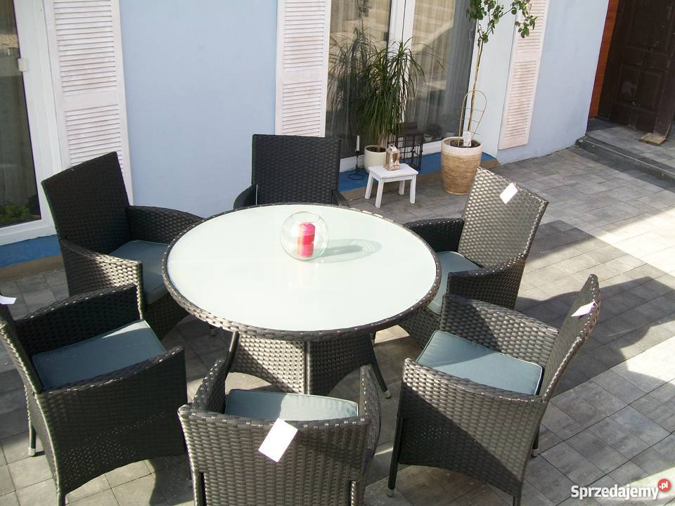 Meble ogrodowe 61 rattan fotel czarny Bosutów