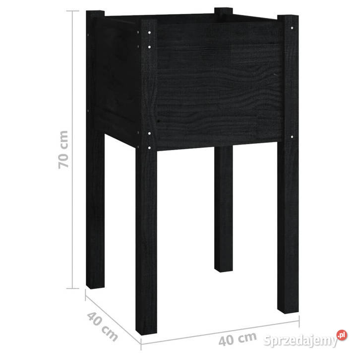 Donice ogrodowe 2 czarne 40x40x70 drewno sosnowe