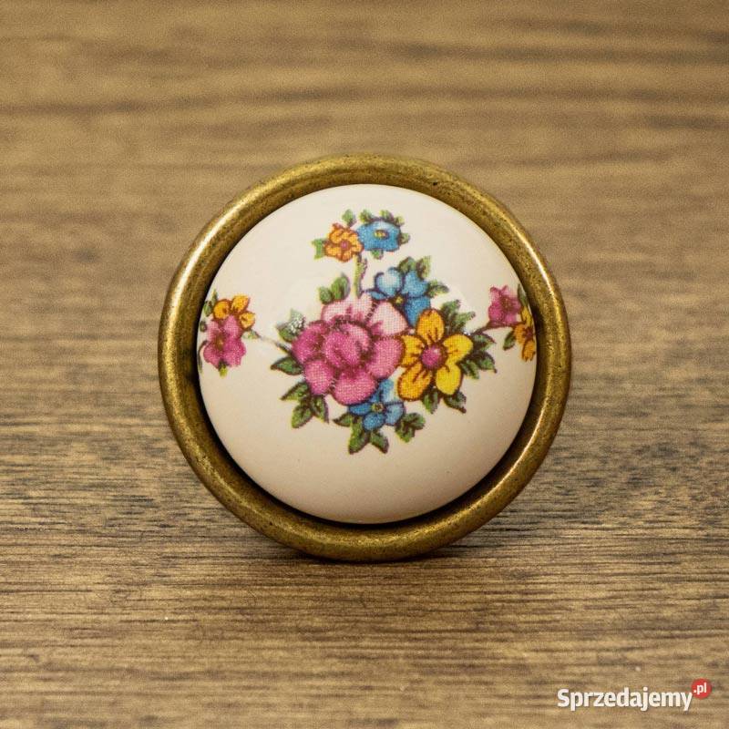 Gałka meblowa ceramiczna KWIATY świętokrzyskie Chmielnik