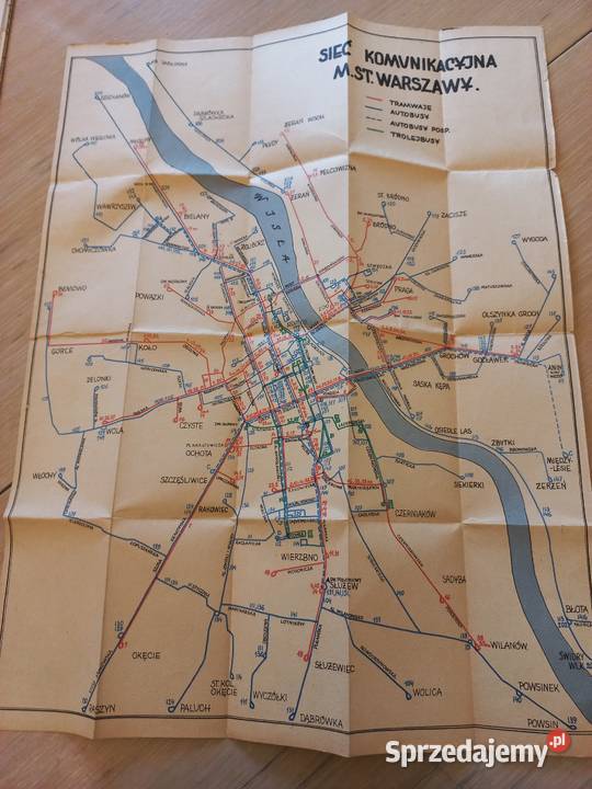 Mapa Warszawy informator komunikacyjny spis ulic Piastów