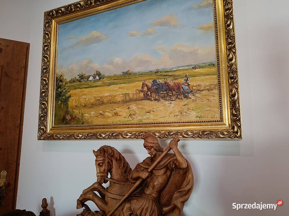 Duży obraz olejny na płótnie w pięknej ramie Obrazki i obrazy Lipno