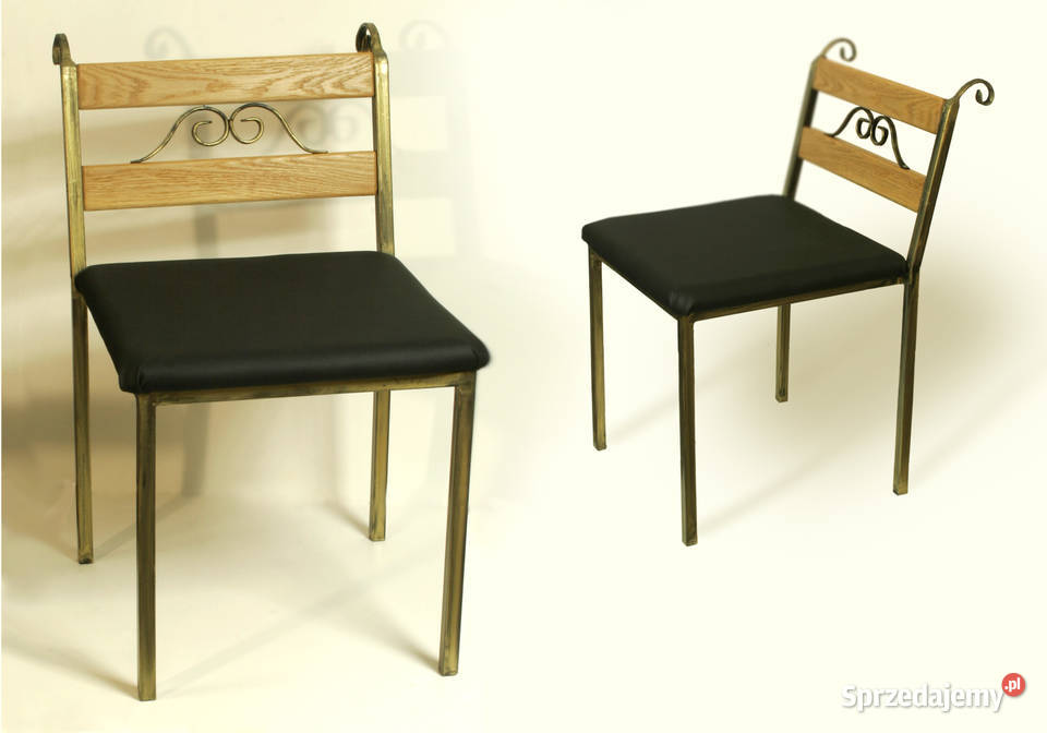 krzesła metalowe tapicerowane siedzisko dębowe Warszawa