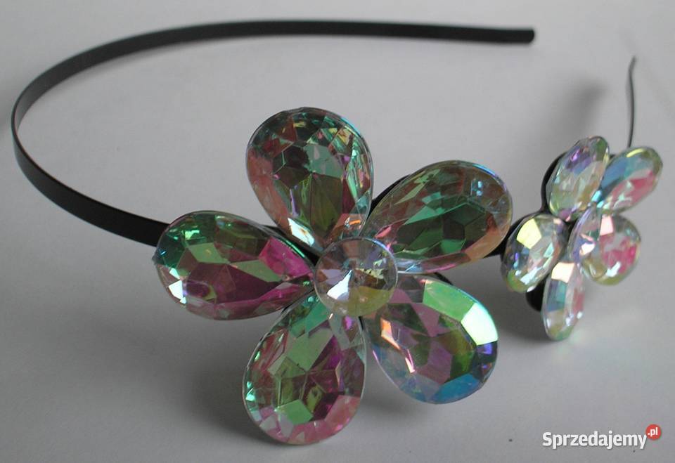 Opaska na głowę metalowa z kryształowym kwiatem Kraków