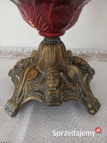 Lampa naftowa XIX w Francja majolika Budzyń