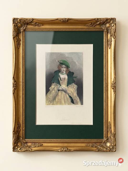 Luisel Portret Vintage w Zielonym Passepartou mazowieckie Warszawa sprzedam