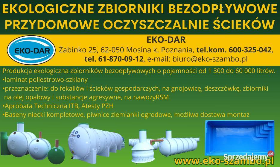 Zbiornik ekologiczne na szambo deszczówkę do30m wielkopolskie Żabinko