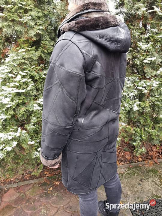 Piękny damski długi kożuch płaszcz kurtka Kurtki i płaszcze Łódź