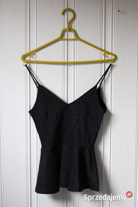 Czarny top hm xs 34 błyszczący baskinka dekolt kujawsko-pomorskie Toruń