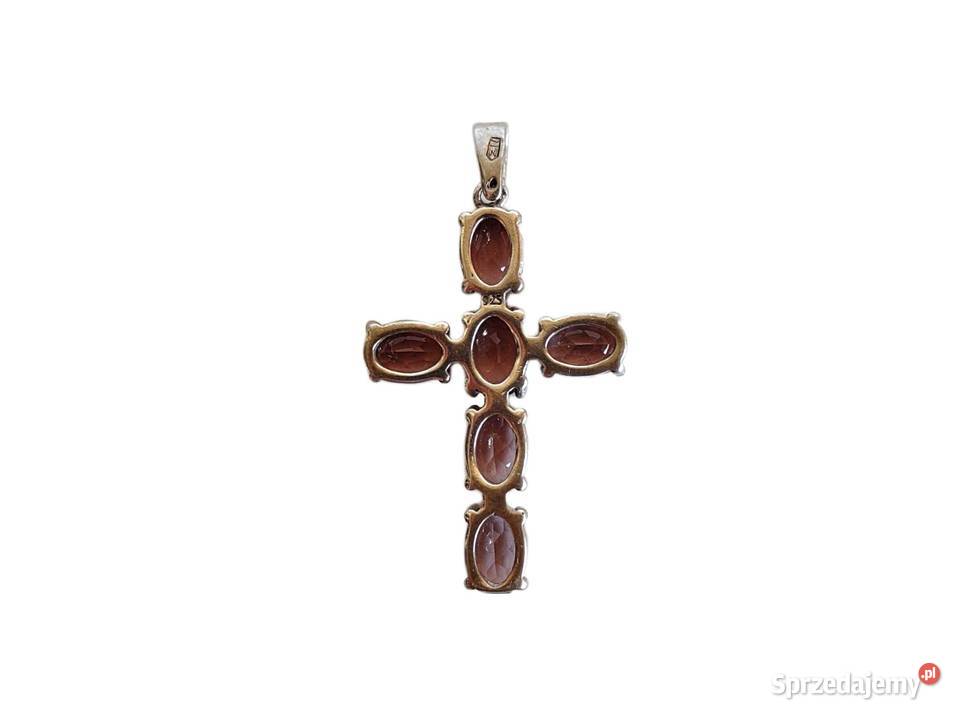 7547 Srebrny Krzyżyk z Sułtanitami Wisiorki Kędzierzyn-Koźle