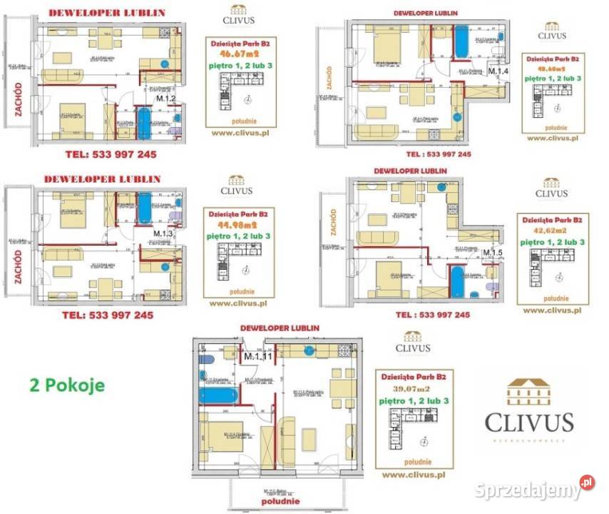 Mieszkanie 4402m2 2pokojowe Lublin Piętro 3