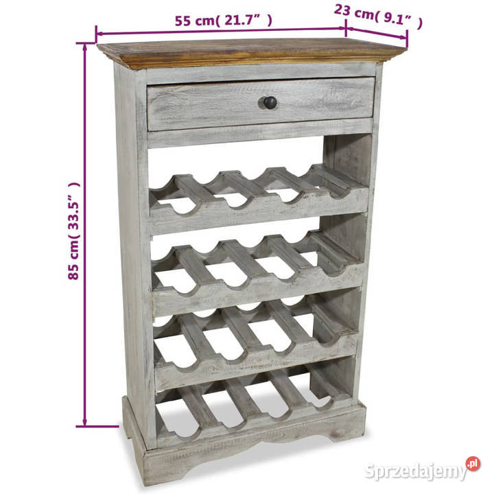 Stojak na wino lity mahoń 55x23x85 WM244507 Warszawa sprzedam