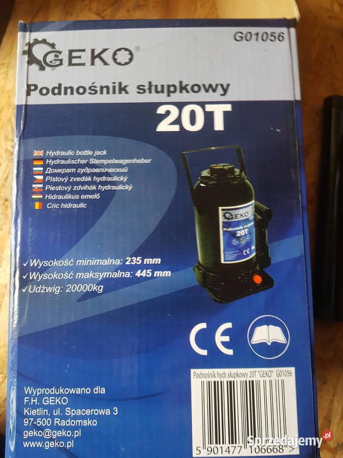 PODNOŚNIK HYDRAULICZNY 20T SŁUPKOWY BUTELKOWY Głogowa sprzedam