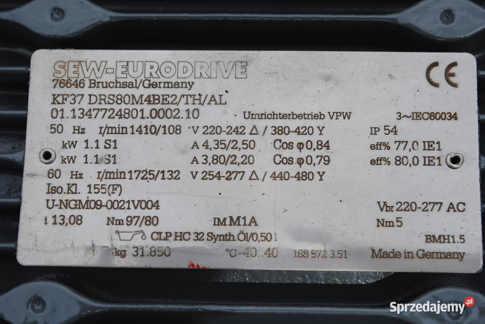 Motoreduktor kątowy 11kw 108obrmin Firmy SEW Kargowa