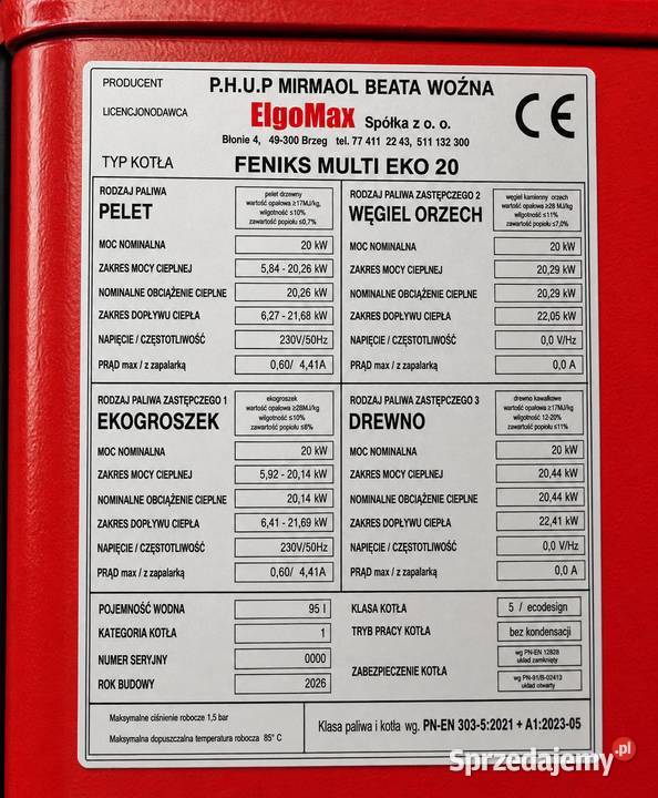 Kocioł piec co 15kW do 150m2 pellet groszek Kotły i Piece CO