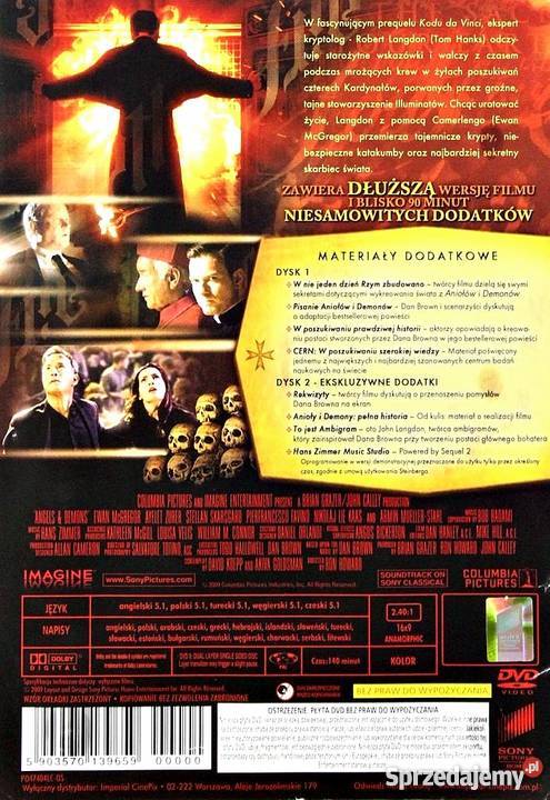 ANIOŁY I DEMONY TOM HANKS STEELBOOK 2 DVD Kalisz