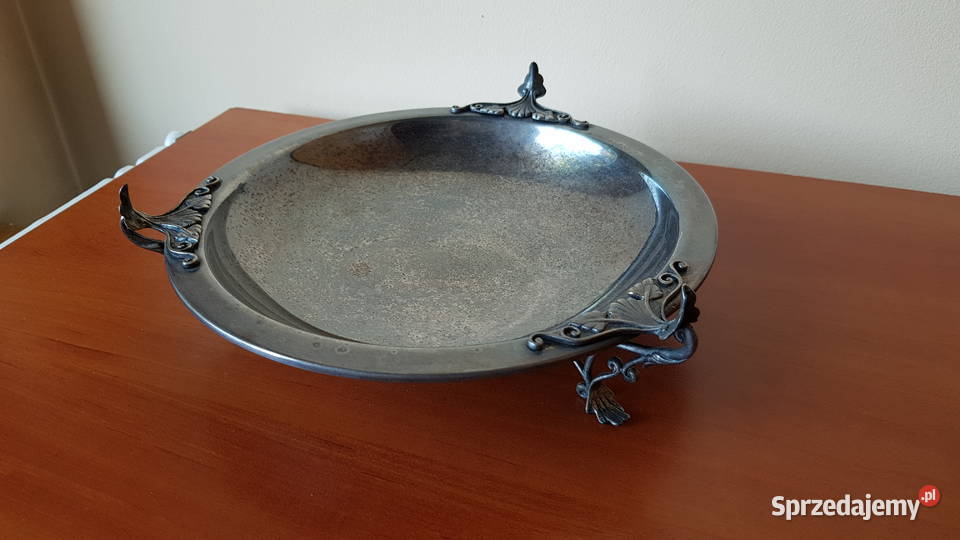 Sygnowana platerowana patera na nóżkach Resovia Dąbrowa Górnicza