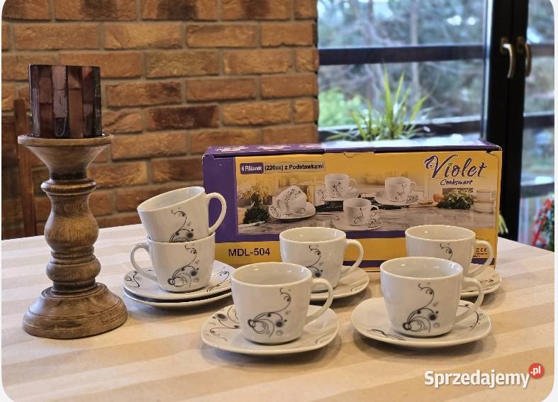 69 Zestaw 6 sztuk filiżanek ze spodkami VIOLET śląskie