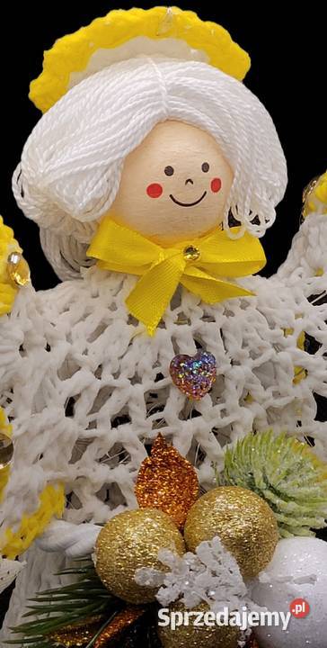 Świąteczny Anioł 26 podświetlany ręcznie Krzywaczka