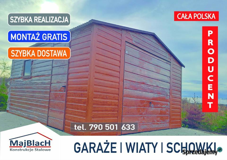Garaż Blaszany Drewnopodobny Złoty Dąb Garaże Białystok
