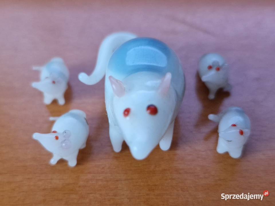 Szklane figurki mama mysz z 4 myszkami Warszawa