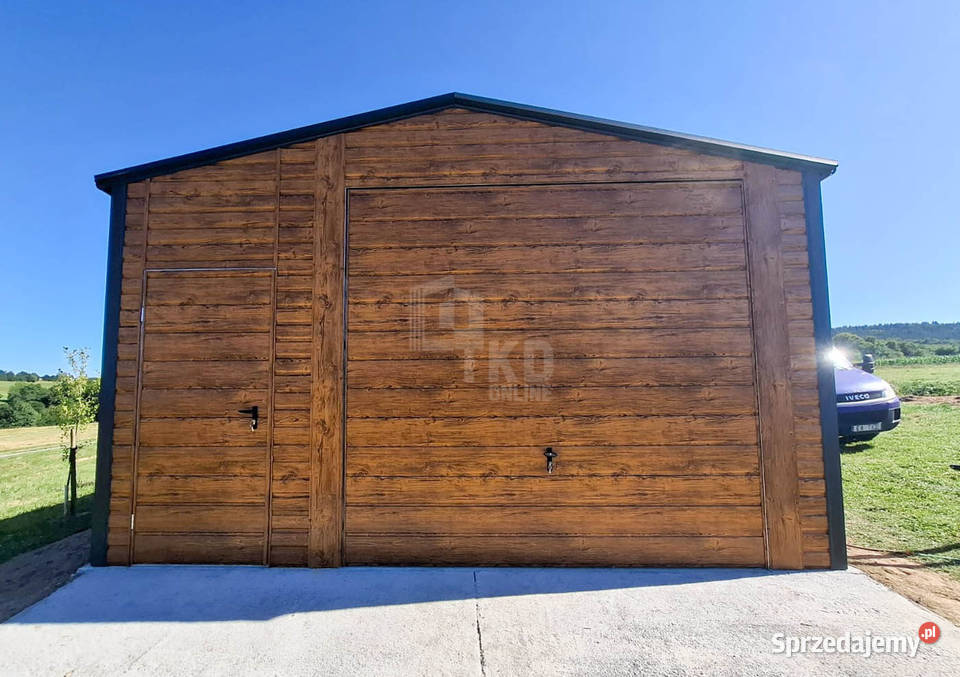 Garaż blaszany 5x6m brama uchylna drzwi 2x okno Sanok